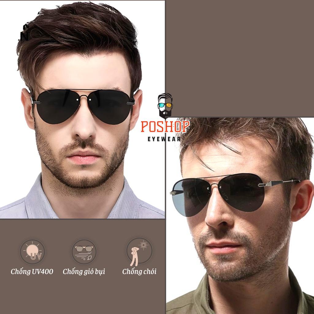Kính mát nam cao cấp POSHOP gọng kim loại đàn hồi tròng phân cưc polaroid chống chói uv400 thời trang cổ điển M1
