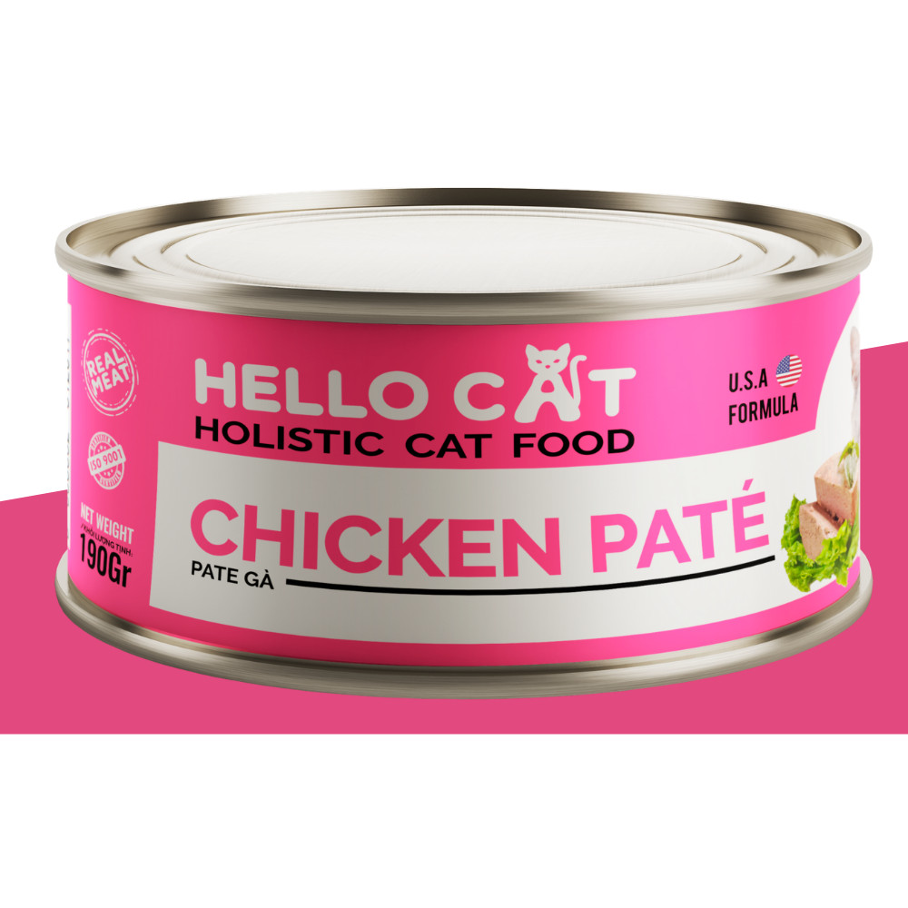 Pate Tươi Dành Cho Mèo Kén Ăn Tất Cả Các Giống Mèo Ở Mọi Độ Tuổi Hương Vị Gà - Hello Cat Chicken Pate 190G