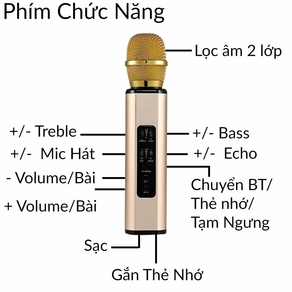 Micro Karaoke Bluetooth Không Dây Kèm loa Chất Lượng PKCB - Hàng chính hãng