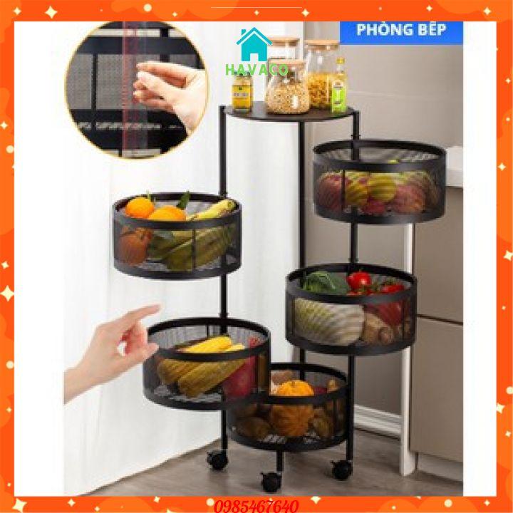 KỆ TRÒN ĐA NĂNG ĐỂ HOA QUẢ TRONG NHÀ BẾP NHẬT BẢN 360 ĐỘ 3-5 TẦNG