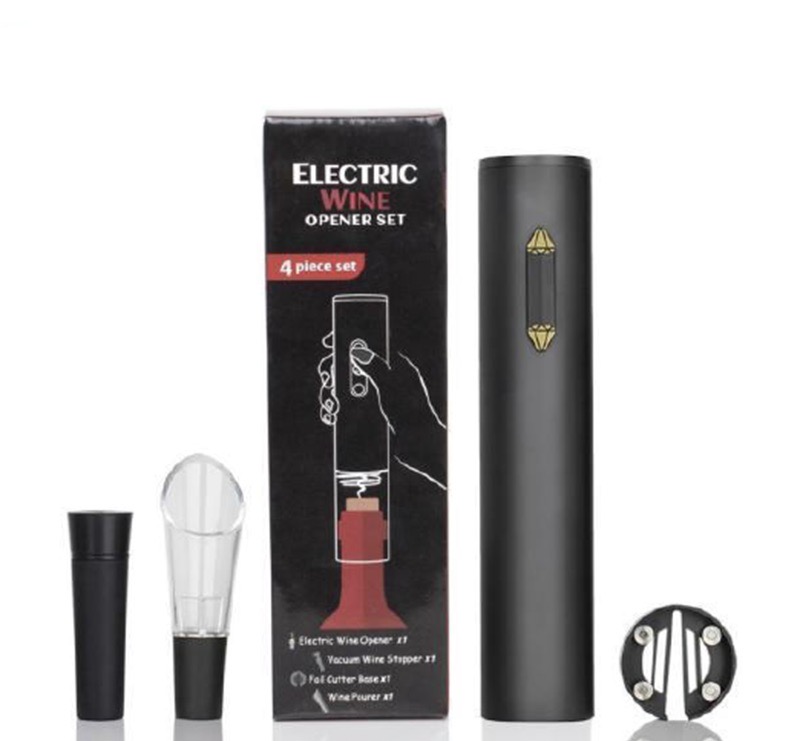 Bộ khui rượu Vang bằng điện 4 món nút hình Kim cương (Dùng pin)