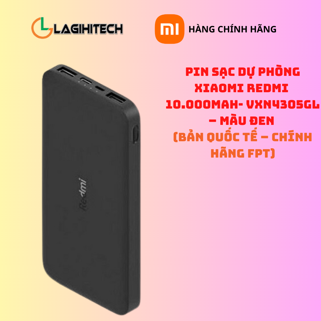 Hình ảnh Pin Sạc Dự Phòng Xiaomi Redmi 10.000mAh / Redmi 18W Fast Charge 20000mAh - Màu Đen Bản Quốc Tế – Hàng Chính Hãng FPT