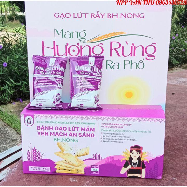 Bánh Mầm Gạo Lứt Bhnong Thực Dưỡng, Bánh Ăn kiêng Mầm Yến Mạch Gạo Lứt Ít Ngọt Hộp 250gr