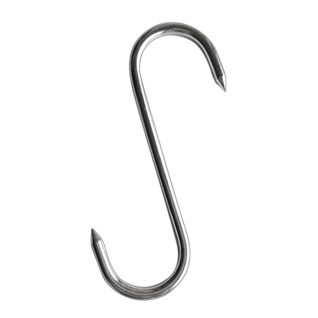 Set of 4, S Shaped Stainless Steel Metal Hooks Kitchen Meat Hanger Organizer