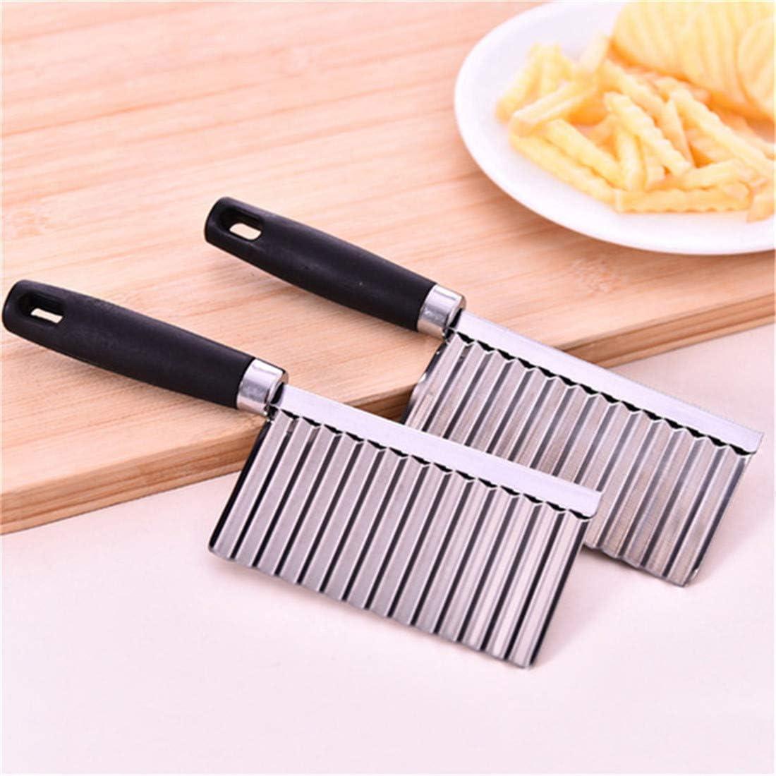2PCS Khoai tây đa năng con dao gợn sóng, thép không gỉ mezzaluna