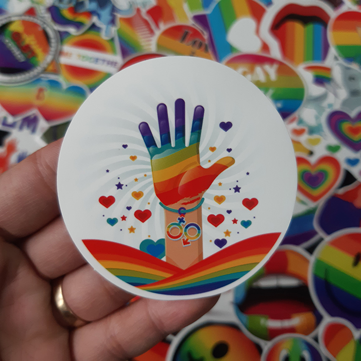 Bộ Sticker dán cao cấp chủ đề CẦU VỒNG LGBT - Dùng dán Xe, dán mũ bảo hiểm, dán Laptop, dán đàn...