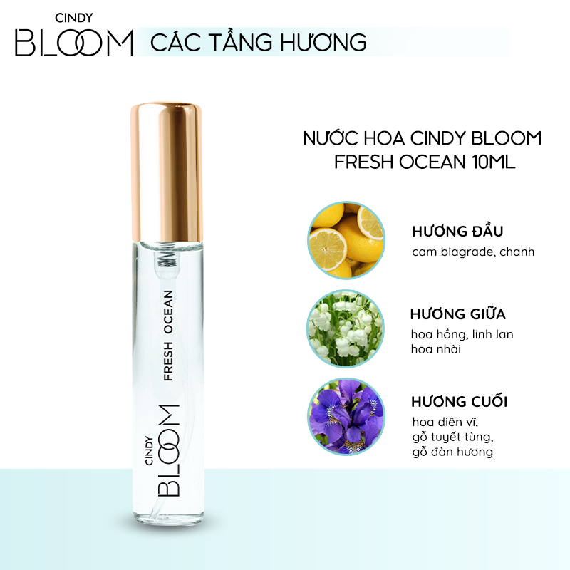 Nước hoa nữ Cindy Bloom Fresh Ocean mùi hương năng động trẻ trung10ml chính hãng