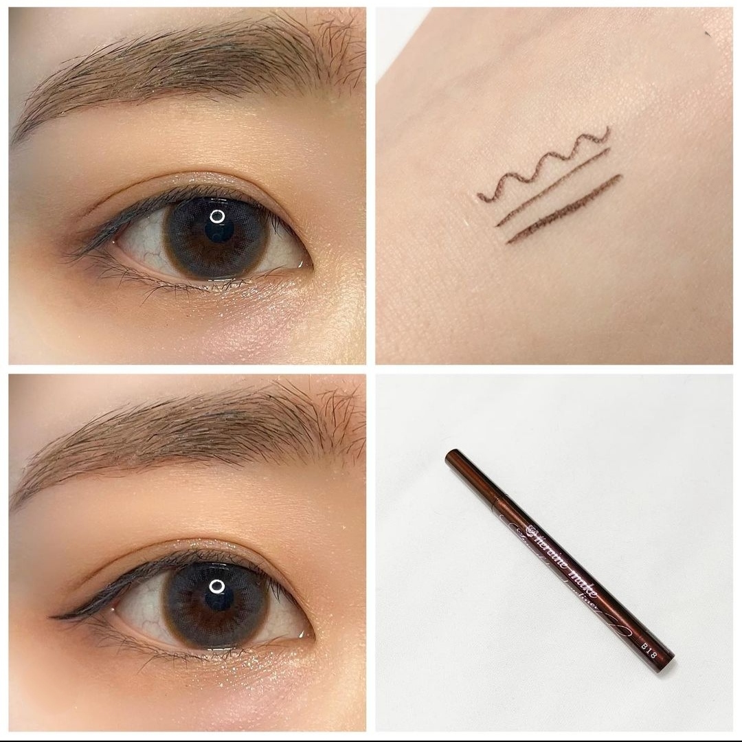 Bút Kẻ Mắt Nước Siêu Chống Trôi Kissme Heroine Make Smooth Liquid Eyeliner Super Keep Nét Siêu Sắc Mãnh 0.1g (Màu Nâu Đen)