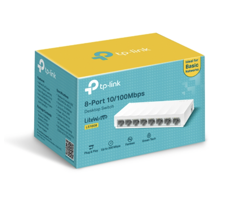 TP-Link LS1008 - Bộ chia mạng 8 cổng, tiết kiệm điện năng, tốc độ cao 10/100 Mbps - Hàng chính hãng