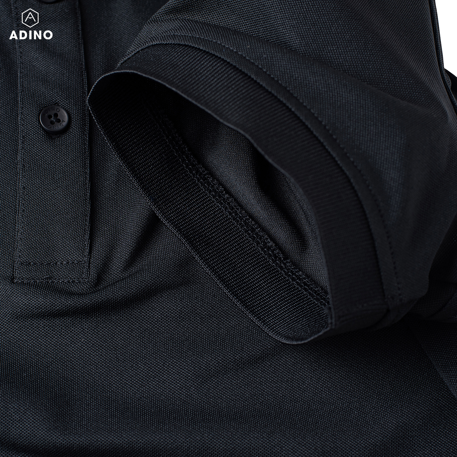 Hình ảnh Áo polo nữ màu đen phối viền ADINO vải polyester cotton không bai xù dáng slimfit công sở hơi ôm trẻ trung APN05