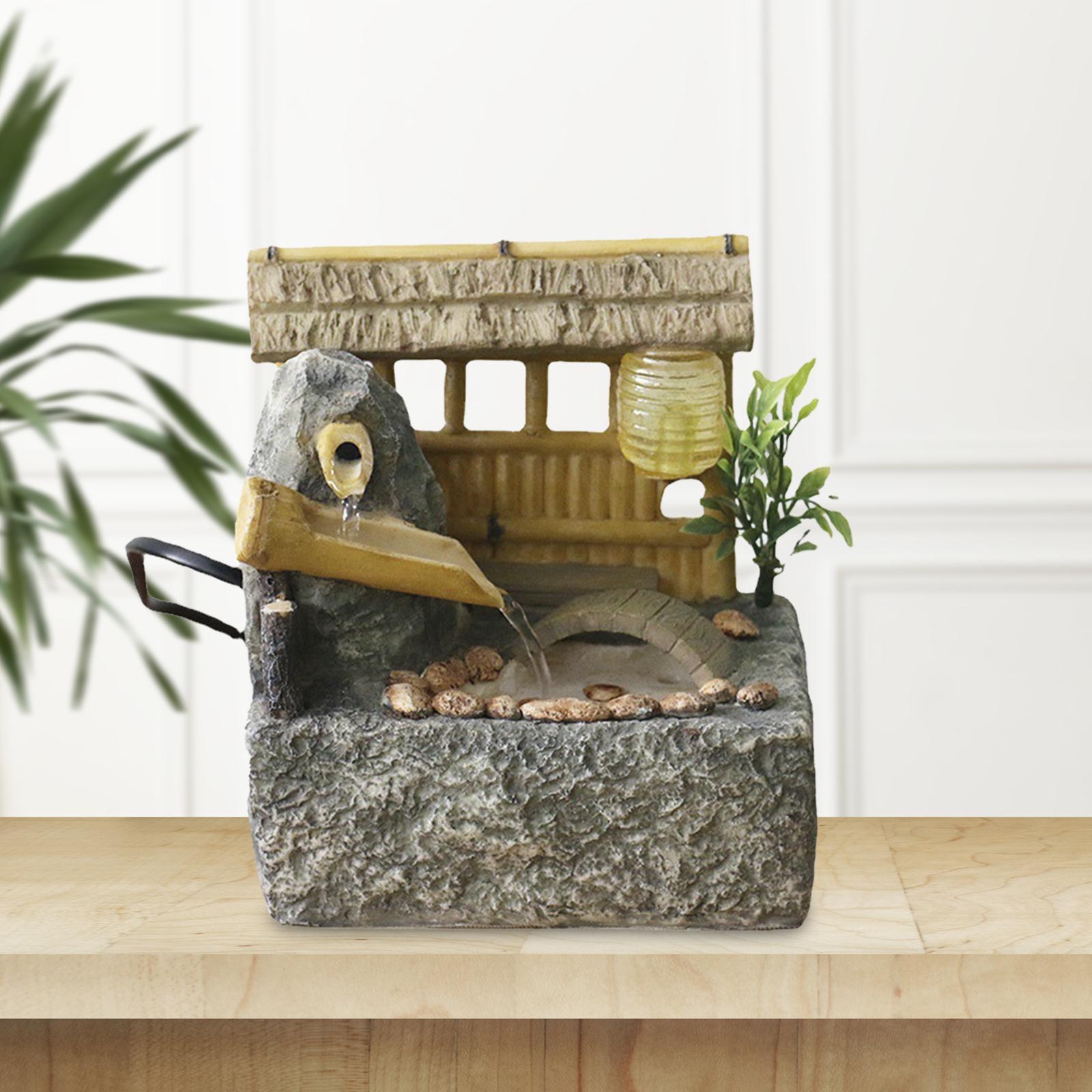 Tabletop Fountain Waterfall Fountain Landscape with Light Decoration Flowing Water Fountain Indoor Fountain for SPA, Meditation, Relaxation