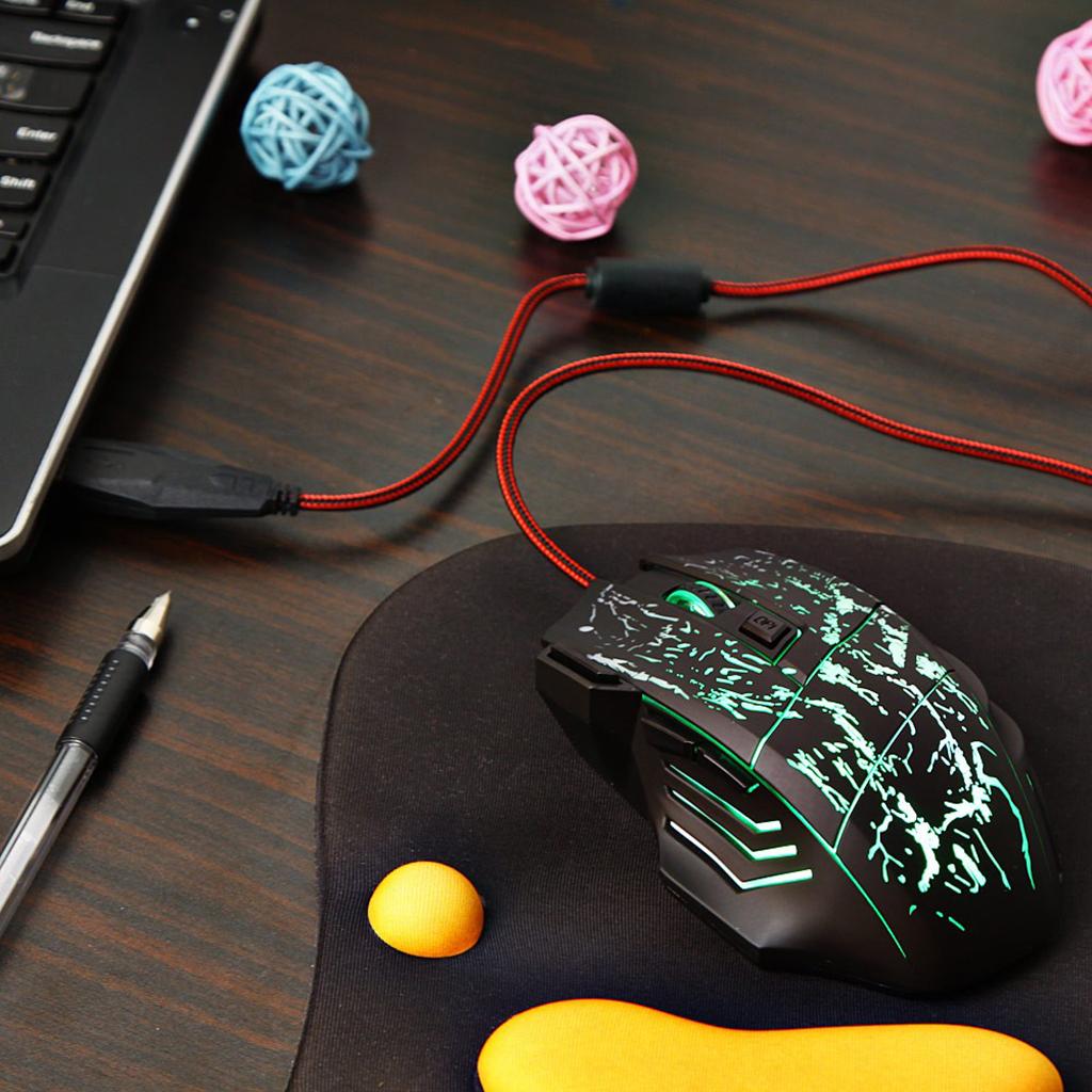 5500 DPI 7 Keys Button LED Optical USB Wired Gaming Mouse Mice for