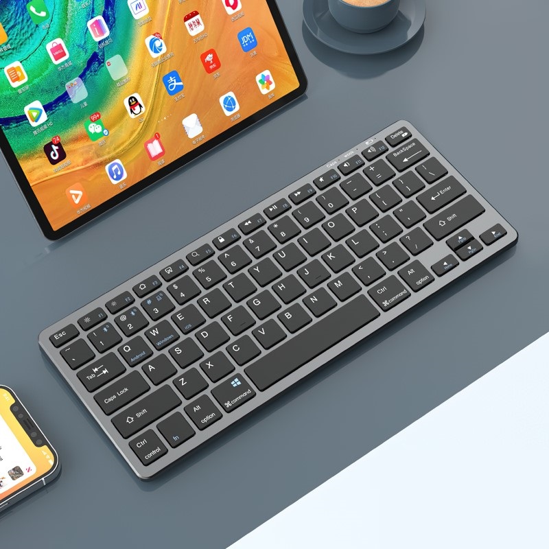 Bàn phím không dây mini W159 - pin sạc - đa kết nối bluetooth 5.0 + 3.0 + Usb wireless 2.4G hàng nhập khẩu