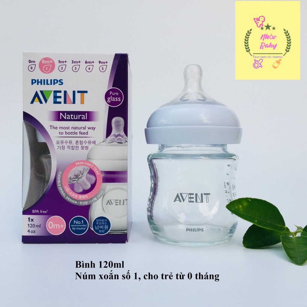 Bình sữa Thủy tinh Avent Natural Cổ Rộng 120ml/240ml