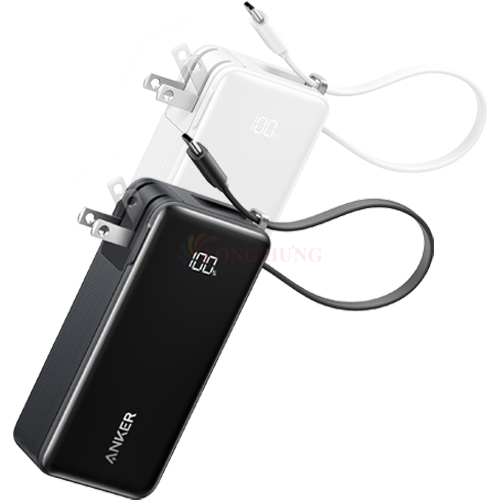 Sạc dự phòng kiêm cốc sạc Anker Zolo Power Bank Fusion 3 in 1 Built-in USB-C Cable 30W 10000mAh A1637 - Hàng chính hãng