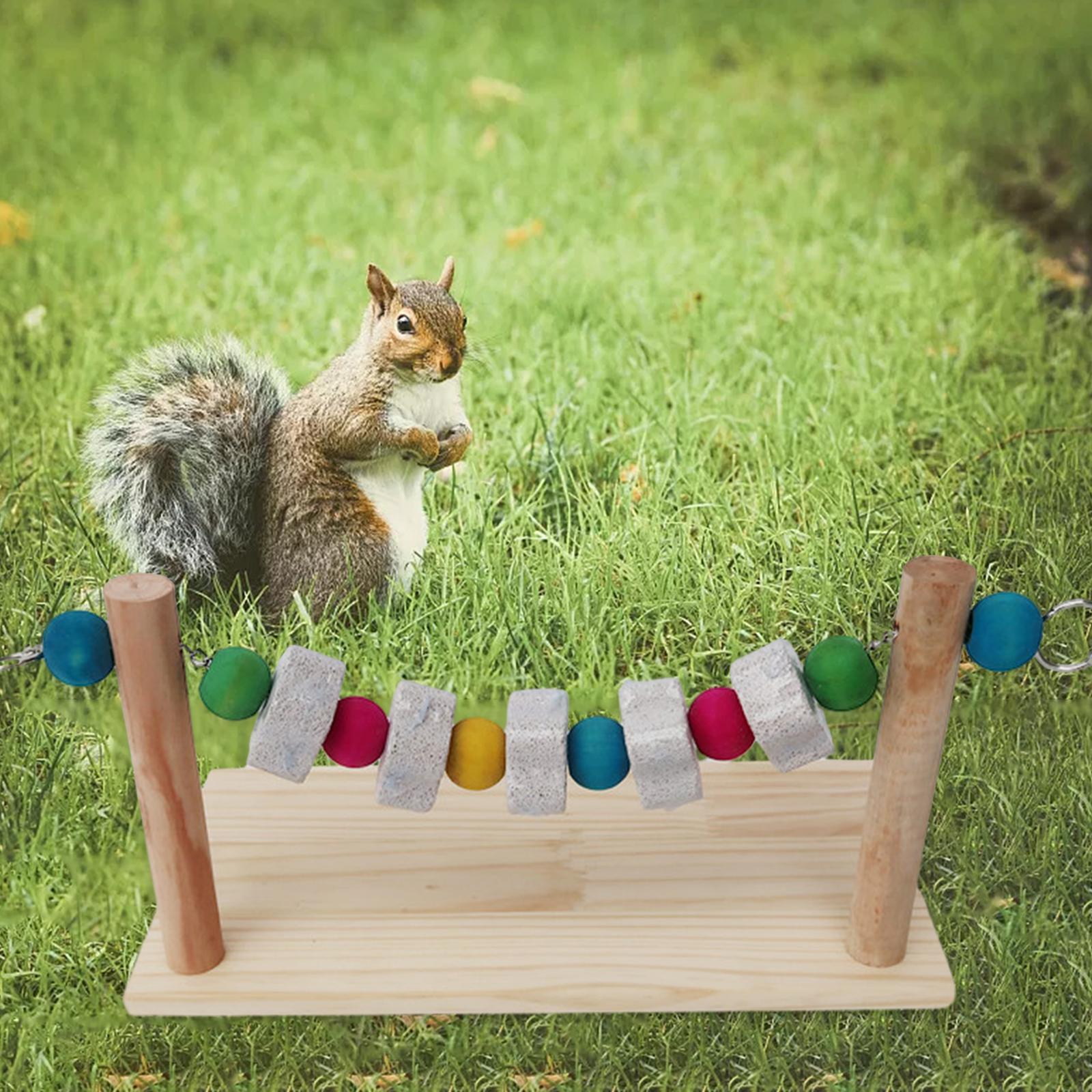 Grinding Block Chew Toy Perching Play Climbing Platform Wooden Playground Bird Stand Molar Stone for Rabbits Rat Gerbil Chipmunk Chinchilla