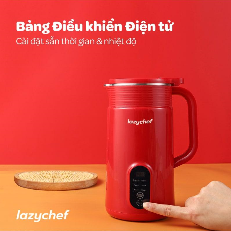 Máy Xay Nấu Đa Năng 5 In 1 Lazychef - Máy Làm Sữa Hạt, Máy Đa Năng Làm Sữa Đậu Nành,Nấu Cháo Chậm 800ml - Hàng Chính Hãng