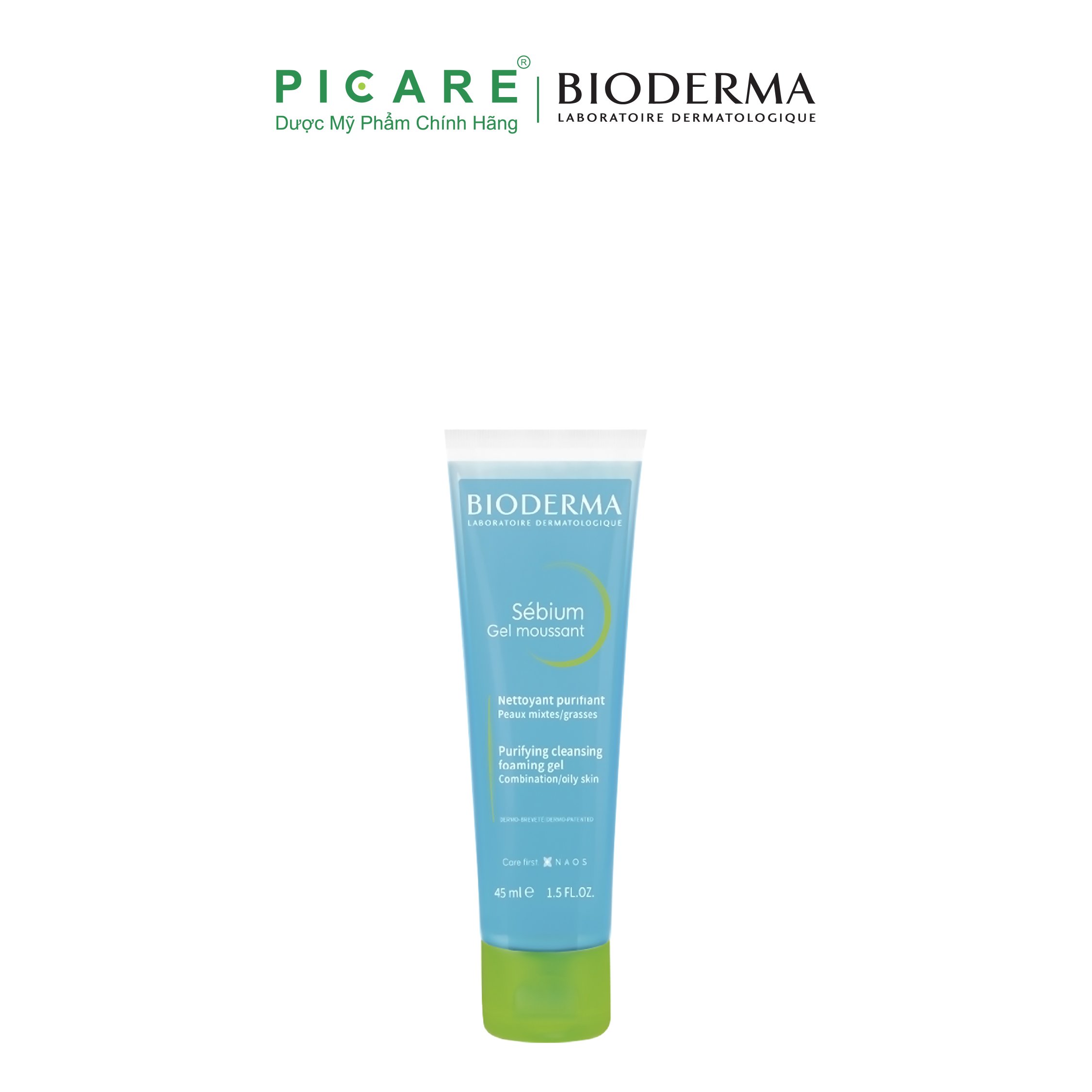 Gel rửa mặt tạo bọt cho da hỗn hợp và da dầu Bioderma Sebium Gel Moussant dạng tuýp - 45ml