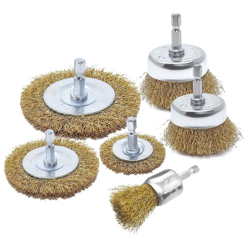 6 gói Bộ bàn chải tập tin đính kèm cho khoan, lớp bằng đồng