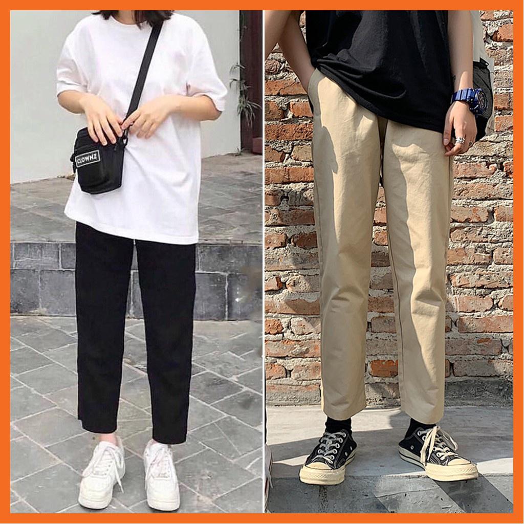 Quần kaki trơn, Quần Baggy Nam Nữ kaki Ống Suông Unisex co giãn trẻ trung năng động