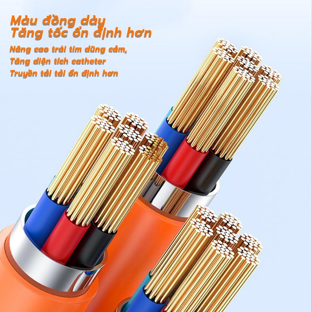 Cáp sạc siêu nhanh Goojodoq Hợp kim kẽm 3 trong 1 120W 6A Silicon lỏng Cáp dữ liệu sạc nhanh cho Micro USB Type-C