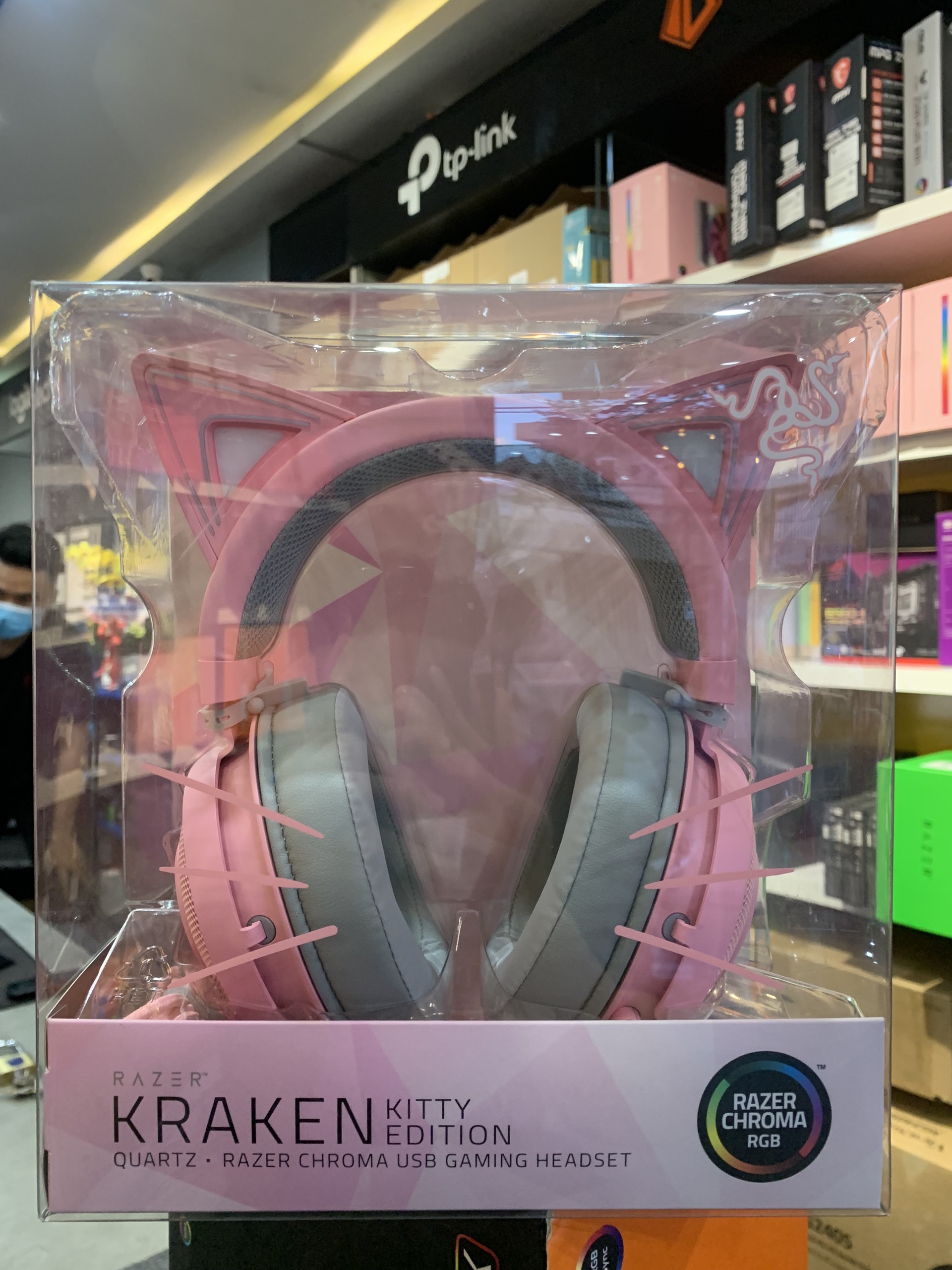 Tai nghe Razer Kraken Kitty - Quarzt - Tai Mèo Màu Hồng-  Hàng Chính Hãng