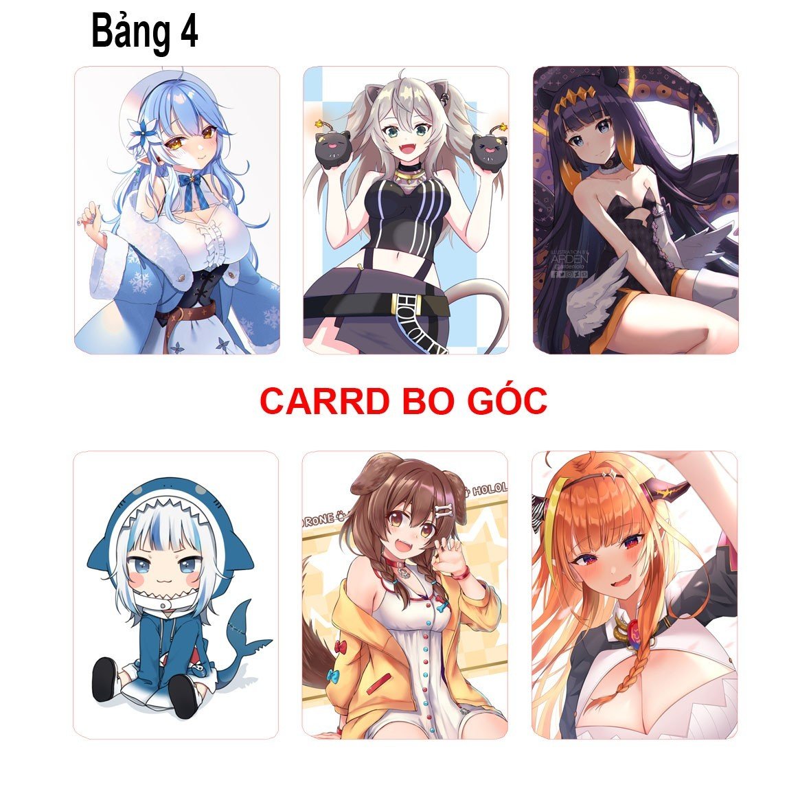 Card bo góc Hololive 6 ảnh khác nhau/ Thẻ card hình Hololive