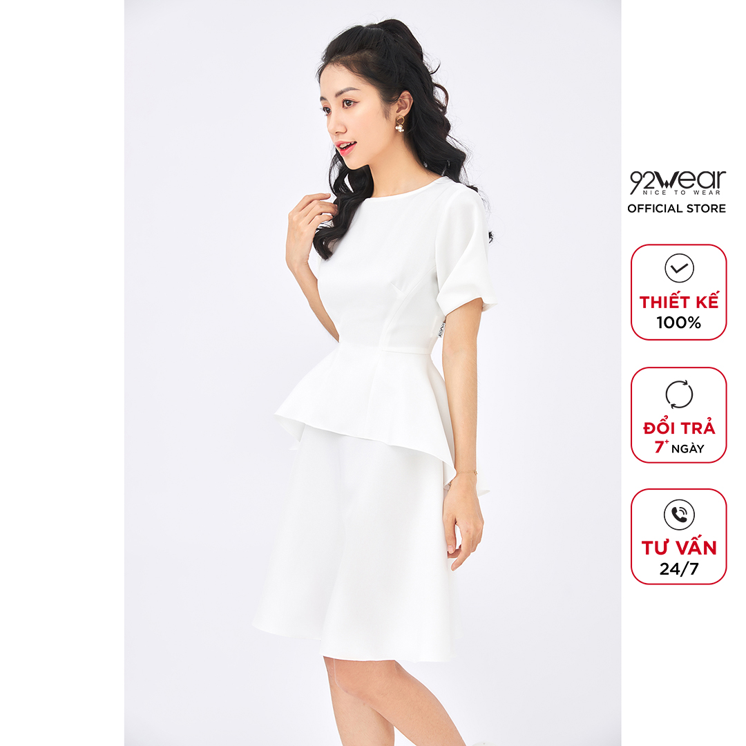 Đầm xòe nữ 92WEAR Thiết Kế 2 tầng DEW1088