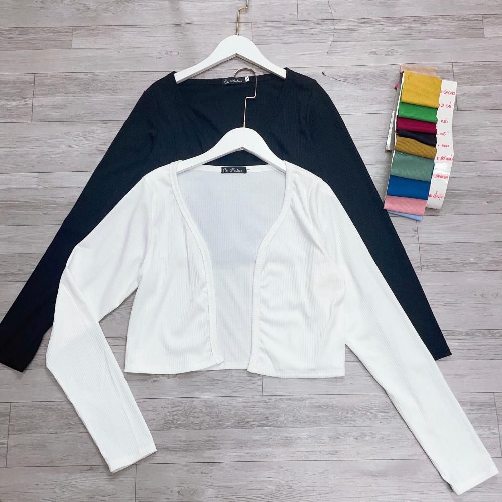 Áo khoác cardigan bigsize nữ thun gân cao cấp, Áo khoác ngoài dnags lửng Chuppy 58-95kg BIGSIZE CÔ NHỎ G116 - Màu đen
