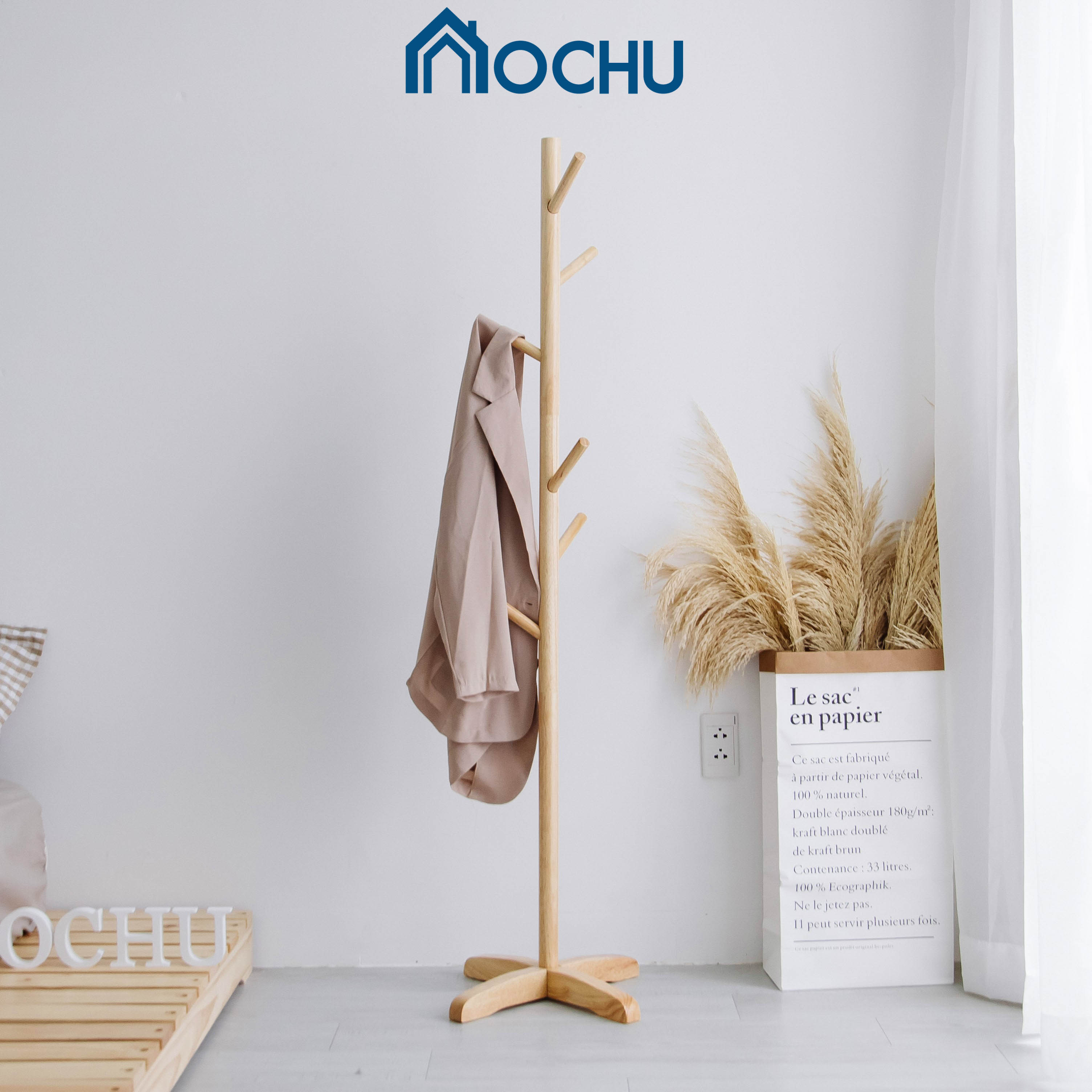 Cây Treo Quần Áo Đứng Bằng Gỗ OCHU - Standing Hanger - Black