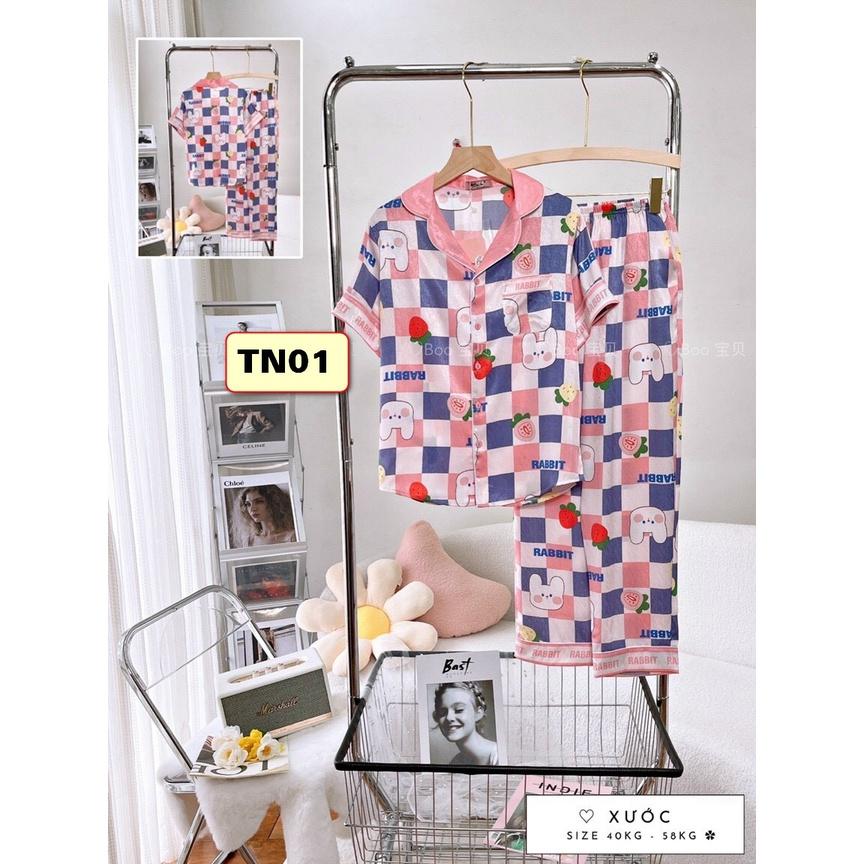 BỘ PYJMA LỤA XƯỚC SHORTS, TAY DÀI, TAY NGẮN.