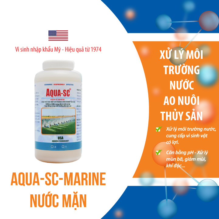 Men vi sinh xử lý nước ao nuôi nước mặn AQUA SC MARINE - Chai 1 lít - SCMARINE