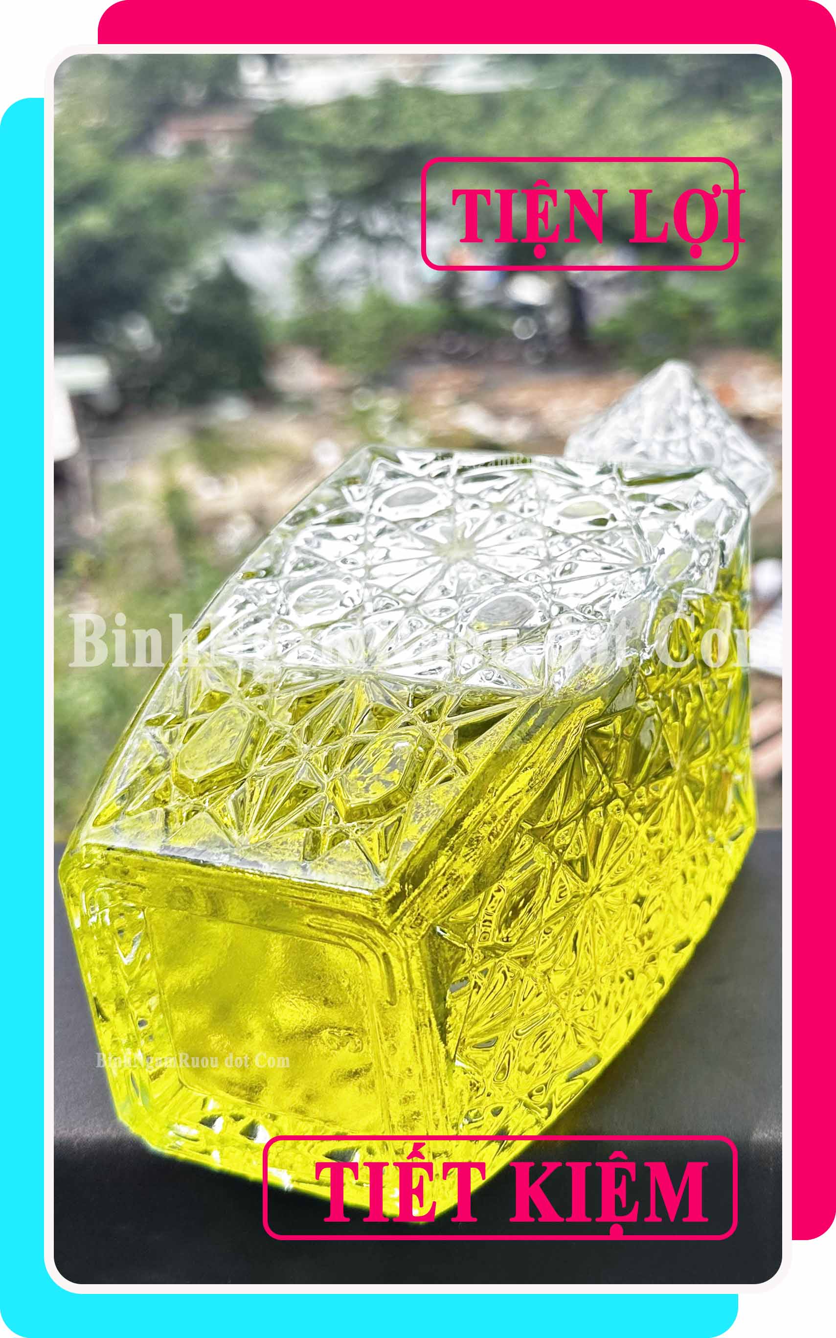 C52 Chai Đựng Rượu Thủy Tinh Dáng Chai Vuông Hoa Văn Nắp Thủy Tinh Sang Trọng - Cao Cấp 800ml - Đẹp Cao Cấp - Nắp Kín Thủy Tinh Trong - Quà Biếu Sang Trọng