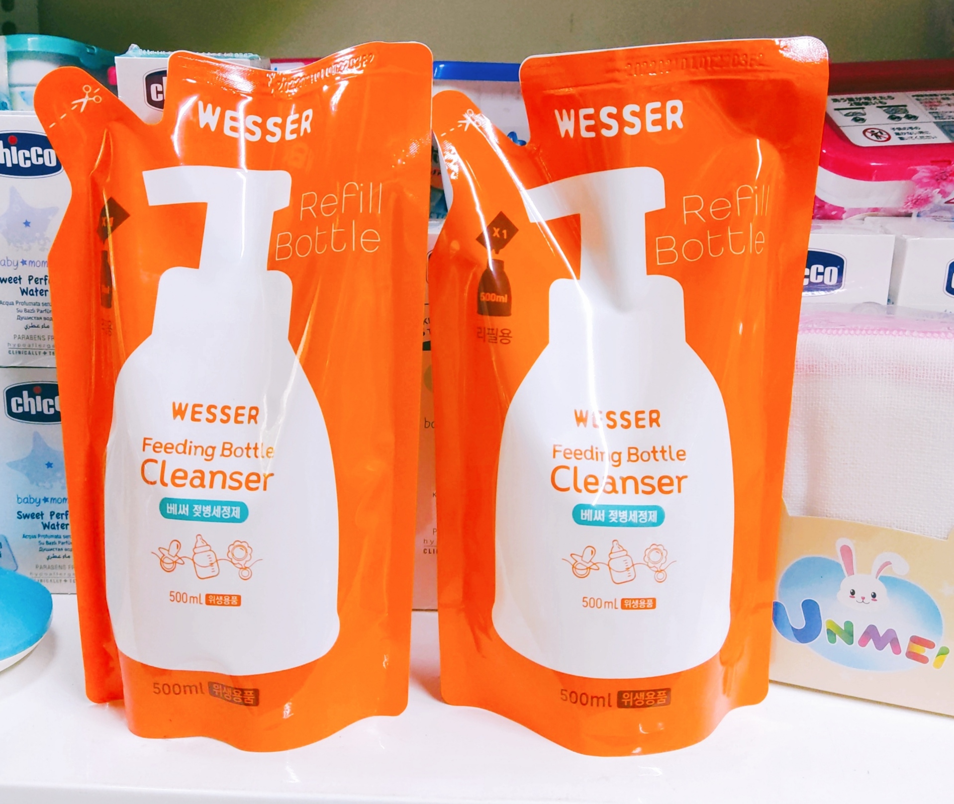 Bộ 2 Gói Nước Rửa Bình Sữa Wesser (500ml x 2)