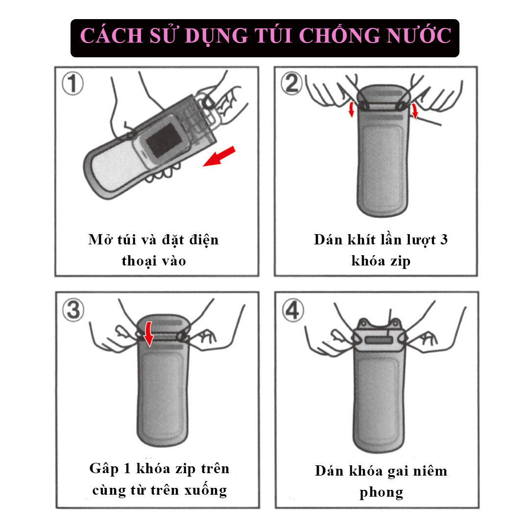 Túi đựng điện thoại chống nước D019 loại lớn bao chống nước điện thoại trong suốt có dây đeo và jack cắm dây tai nghe