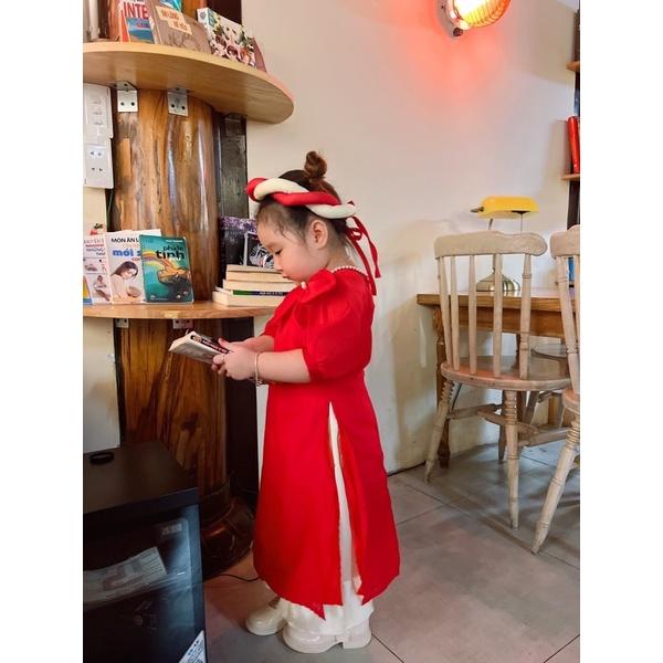 Áo dài đỏ bé gái tặng kém mấn rất xinh cho mùa lễ,tết