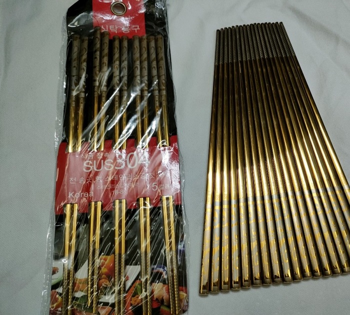 Set 5 Thìa + 5 đôi Đũa inox 304 vàng hàng đẹp