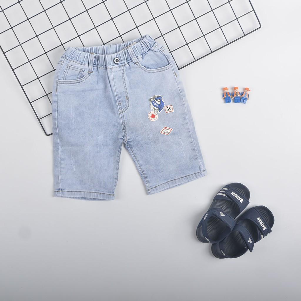 Quần jean lửng bé trai từ 25 - 42kg in chữ số