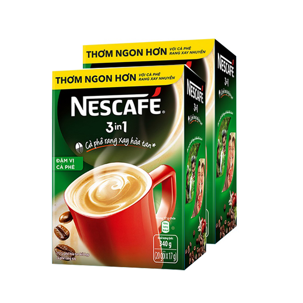 Combo 2 Hộp Cà Phê Rang xay Hòa Tan Nescafé 3In1 Vị Rang Đậm (Hộp 20 Gói x 17g) - [Tặng 1 Ly Giữ Nhiệt]