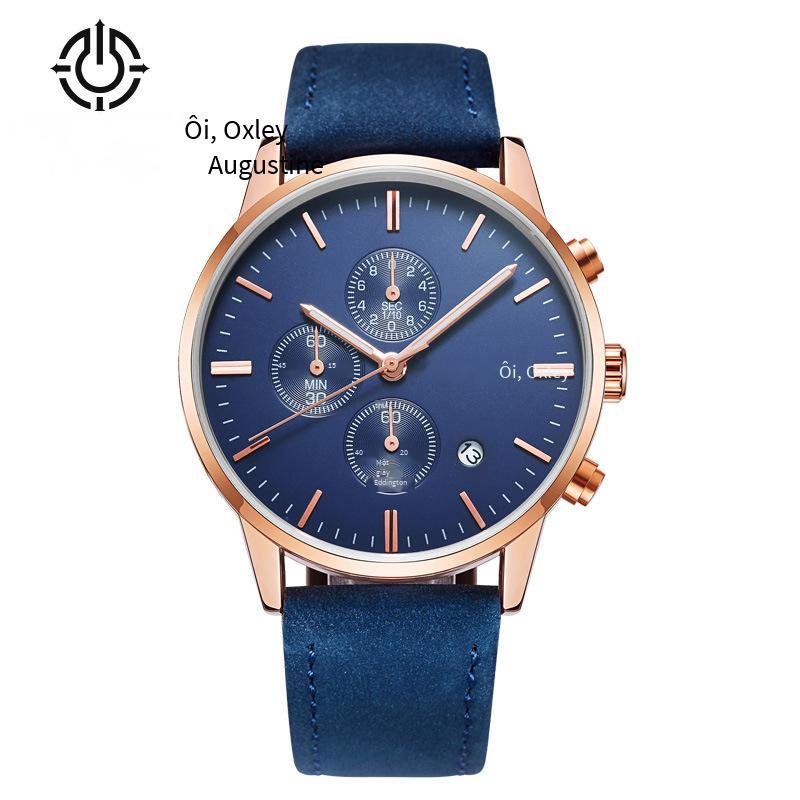 Giá thấp nhất Thương hiệu OCHSTIN Đồng hồ đeo tay nam thời trang đa chức năng Thạch anh cao cấp Doanh nghiệp không thấm nước Đồng hồ đeo tay nam da thật chống thấm nước