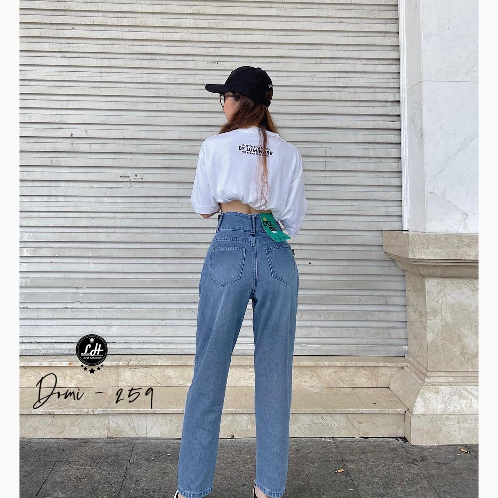 Quần bò baggy màu xanh túi nắp có tag trắng siêu cưng Lê Huy fashion Ms 259