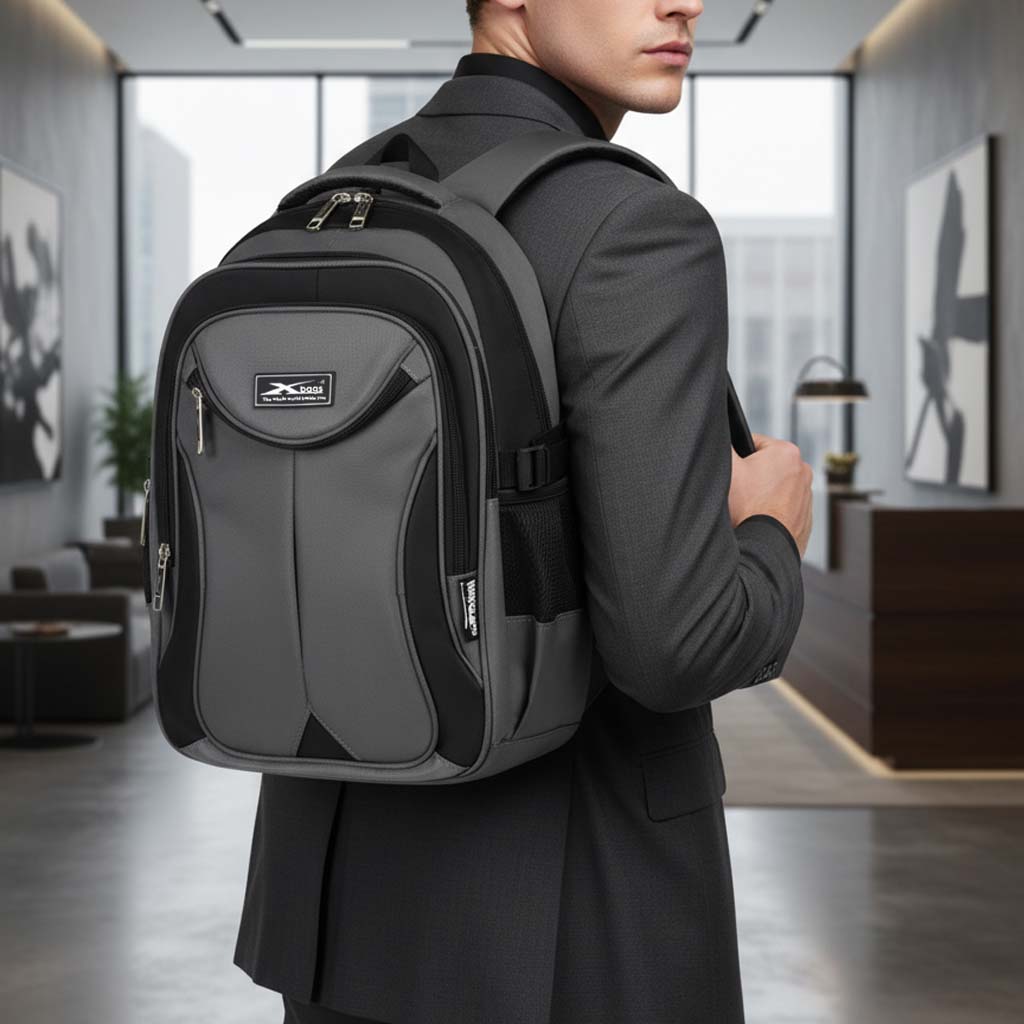 Balo nam đi học đi làm cao cấp Xbags Naituo xám – Balo đựng laptop 15.6 inch chống sốc chống nước hiện đại XB2004