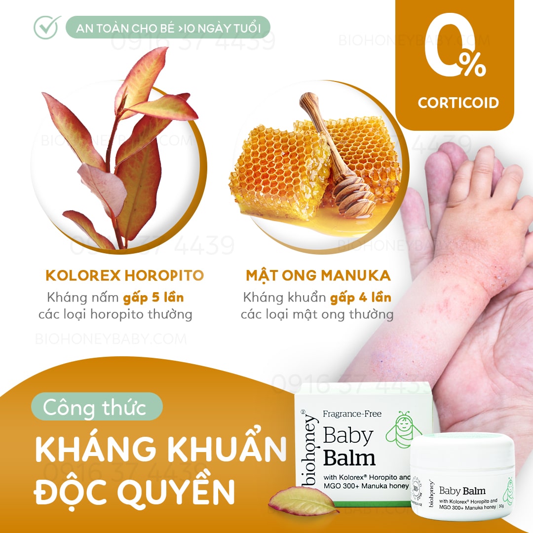 Kem Biohoney Baby Balm hỗ trợ chàm sữa, viêm da, hăm tã, mẩn ngứa cho trẻ