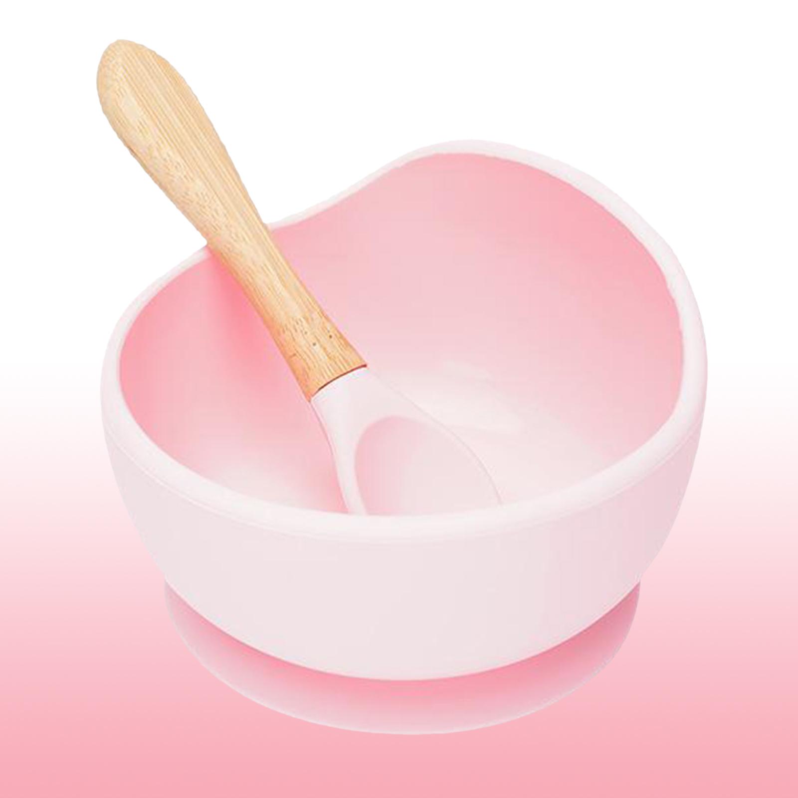 Food Grade Baby Suction Bowl with Bamboo Spoon Training Feeding Tableware Safety for Kids Toddlers BPA Free Dishwasher