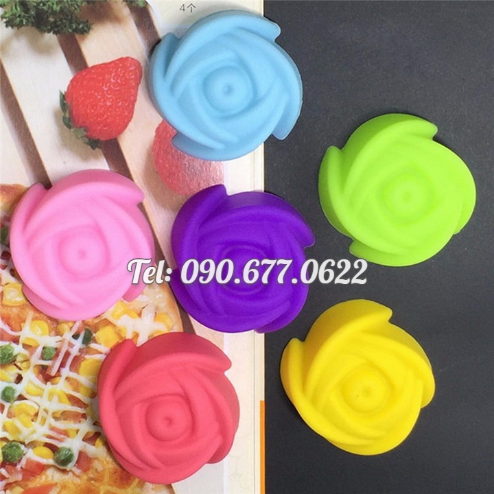 Bộ 10 khuôn silicon làm bánh, rau câu, bánh bông lan, bánh da lợn, bánh Cookie hoa hồng 3 lớp – Mã số 1130