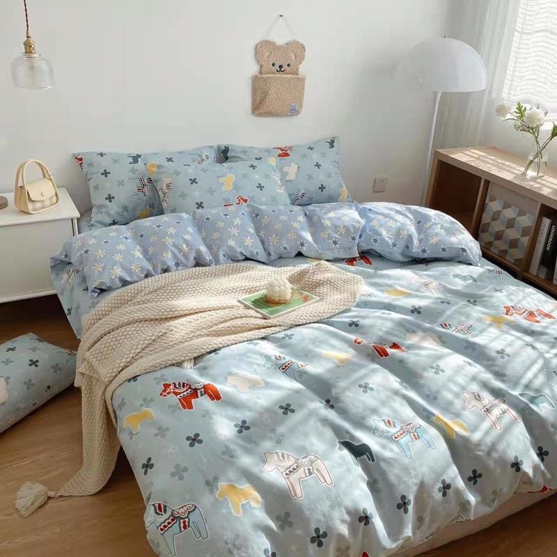 Set Ga Gối Cotton Living 100%cotton Hàng Nhập Khẩu Cao Cấp 4 Món Ngộ Nghĩnh