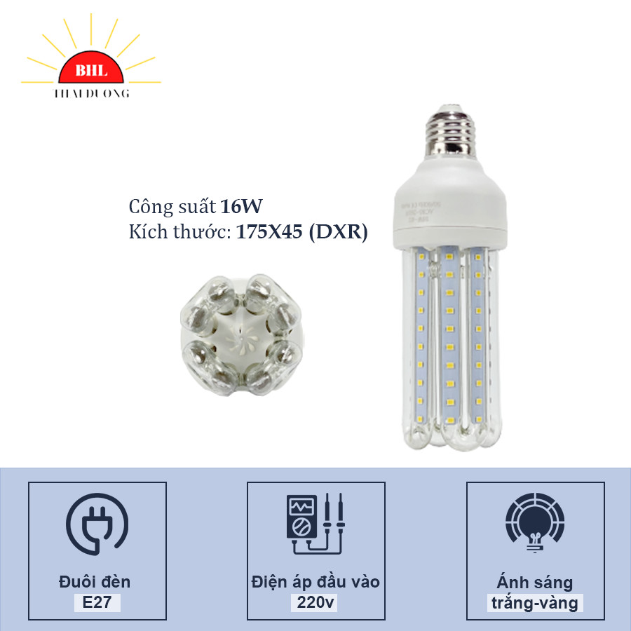 BÓNG ĐÈN LED CHỮ U 3W - 5W - 7W - 12W - 16W - 24W - 32W SIÊU SÁNG