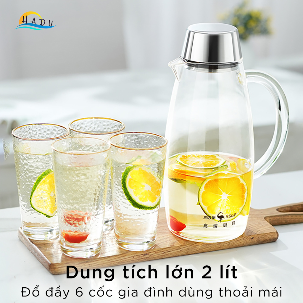 Bình Đựng Nước Thủy Tinh Chịu Nhiệt Có Vòi 2 Lít Cao Cấp Đạt Chất Lượng Đức SSGP