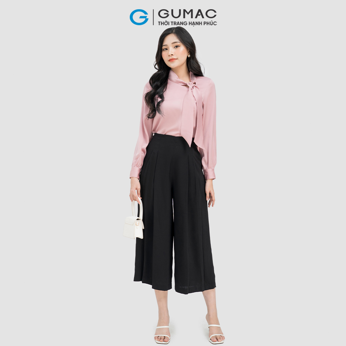 Áo kiểu phối nơ GUMAC AD04061