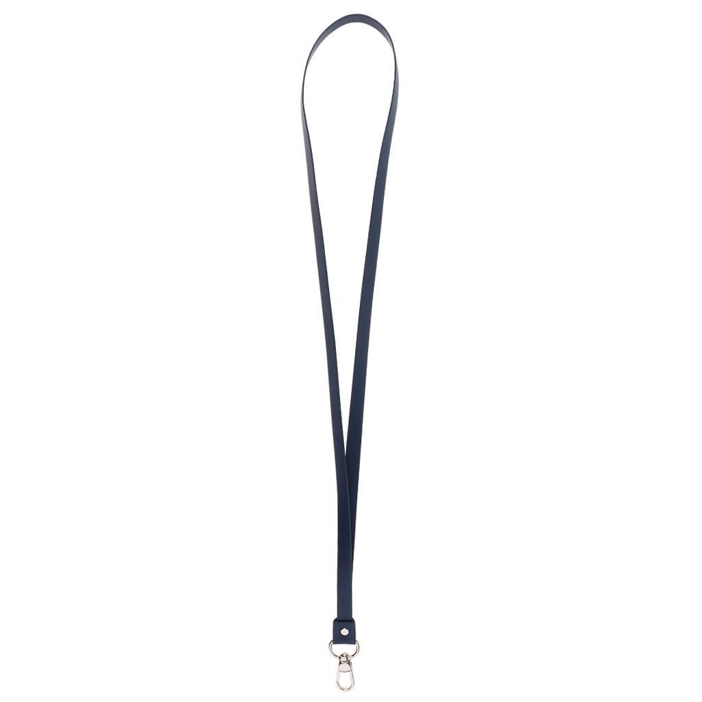 2xPU Leather Neck Strap Lanyard Metal Clips for ID Cards Badges Blue